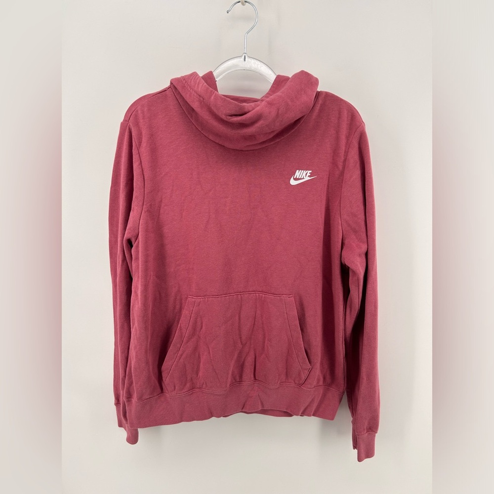 Nike Swoosh Pink Cowl Neck Drawstring Hoodie Women's Size Medium M